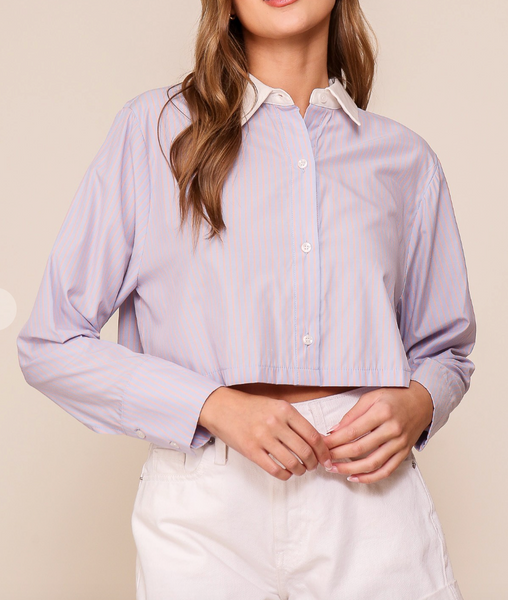 Camisa abotonada hasta el cuello hotsell