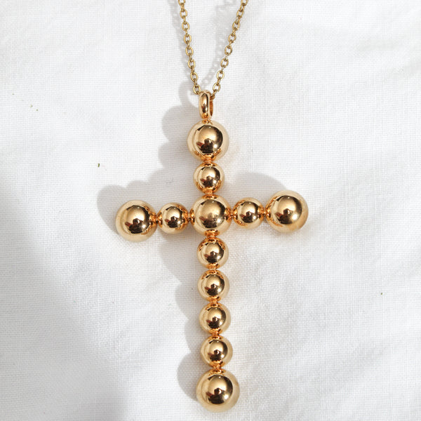 CADENA Y DIJE CRUZ CHUNKY BOLITAS