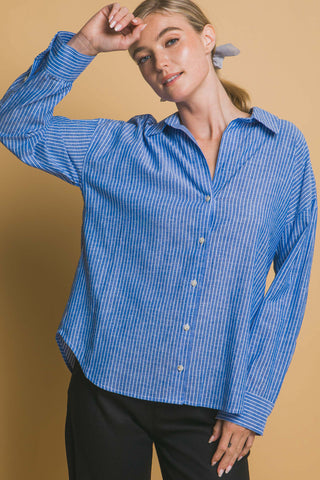 BLUSA RAYADA ABOTONADA LINO