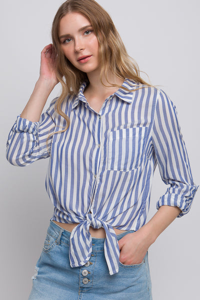 BLUSA NUDO ABOTONADA RAYAS