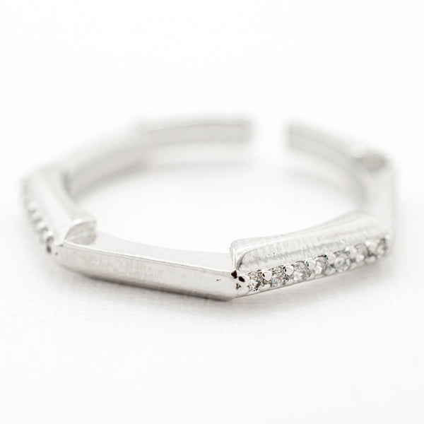 ANILLO  RODIO GOLDEN HEXAGONO