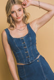 BLUSA CORSET ABOTONADO MEZCLILLA