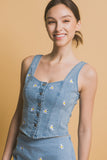 BLUSA CORSET DENIM FLORES