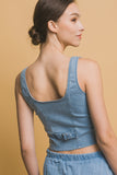 BLUSA CORSET DENIM FLORES