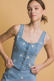 BLUSA CORSET DENIM FLORES