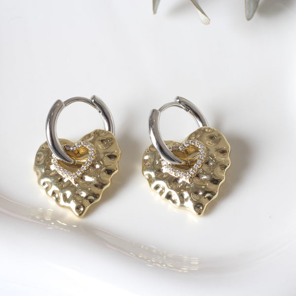 ARETES CORAZON BICOLOR ZIR