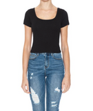 BLUSA BASICA CROP CUELLO U