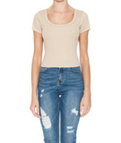 BLUSA BASICA CROP CUELLO U