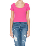 BLUSA BASICA CROP CUELLO U