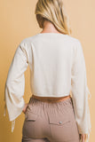 BLUSA TEJIDA CROP MANGA MOÑOS