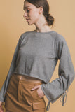 BLUSA TEJIDA CROP MANGA MOÑOS