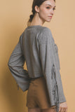 BLUSA TEJIDA CROP MANGA MOÑOS
