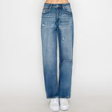 DISTRESSED WIDE LEG JEANS