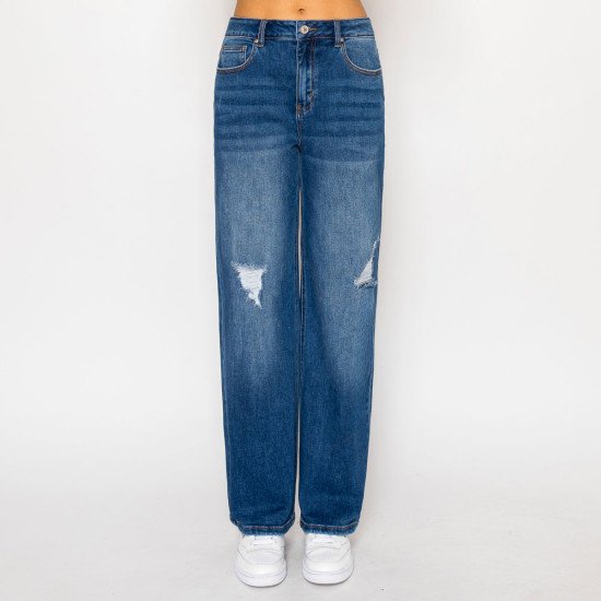 DESTRUCTED STRAIGHT JEANS