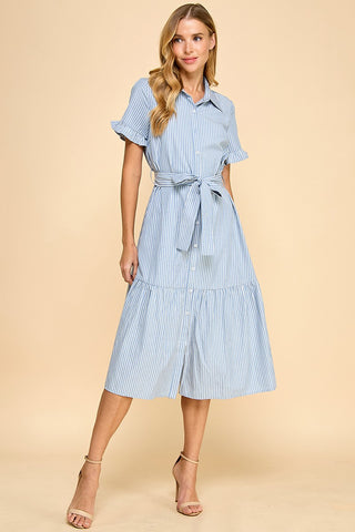 VESTIDO RAYADO SHIRT DRESS MAXI