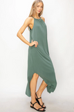 VESTIDO HALTER MAXI ASIMETRICO