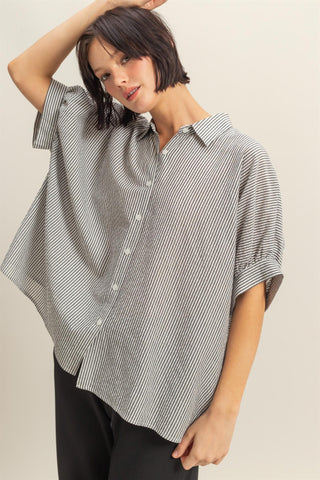 CAMISA ABOTONADA RAYAS MANGA CORTA