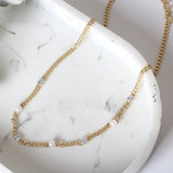 CADENA PERLAS Y DIAMANTES