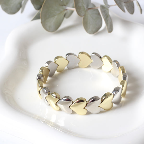 PULSERA BICOLOR CORAZONES