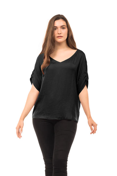 BLUSA SATINADA DETALLE MANGAS