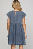 VESTIDO DENIM CAPAS MANGA TRENZA