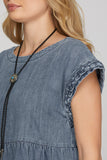 VESTIDO DENIM CAPAS MANGA TRENZA