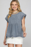 BLUSA DENIM MANGAS TRENZA