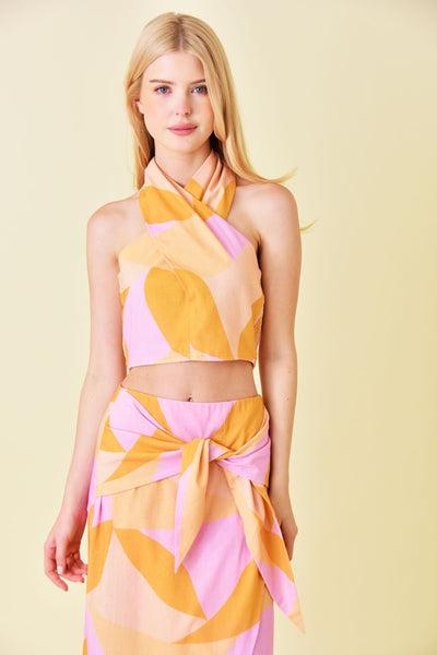 BLUSA ESTAMPADA HALTER CRUZADO